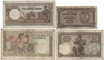 Szerbia / Német megszállás 1941. 20D + 50D + 500D + 1943. 100D T:III egyiken ly.
Serbia / German oc...