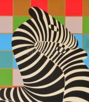 Vasarely, Victor (1908-1997): Zebrák. Szitanyomat, számozott (1/30), foltos, papír, jelzett, üvegeze...