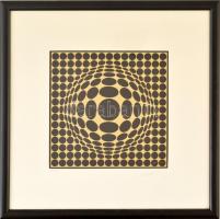 Vasarely Victor (1908-1997): Vega. Szitanyomat (4/45), papír, jelzett, üvegezett keretben, 17×17 cm