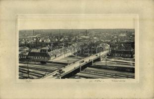 1913 Győr, Nádorváros, vasútállomás, felüljáró híd. Herman Izidor kiadása