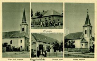 Nagybarátfalu (Győrújbarát), Római katolikus templom, Községháza, Evangélikus templom, Községháza, automobil, Hangya Szövetkezet üzlete