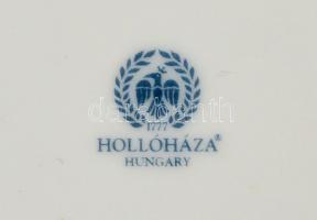 Hollóházi Jurcsák László által tervezett mintával díszített porcelán hamutál és táka, jelzett,  apró...