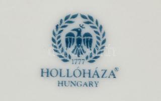 Hollóházi Jurcsák László által tervezett mintával díszített porcelán hamutál és táka, jelzett,  apró...