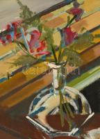 Dobrovits Ferenc (1941-1988): Csendélet. Olaj, farost, keretben, 60×80 cm