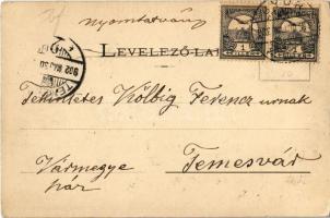 1902 Győr, Deák utca feldíszítve 1902 április 12-13-án, "Isten hozott" felirat. Gróf Széch...