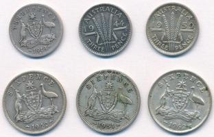 Ausztrália 1918-1959. 3p Ag (3xklf) + 1942-1962. 6p Ag (3xklf) T:2-3
Australia 1918-1959. 3 Pence A...