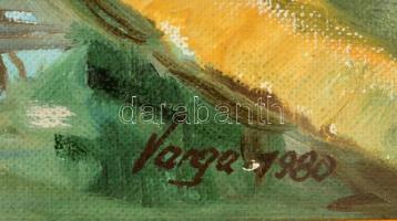 Varga jelzéssel: Pecázó. Olaj, vászon-karton, üvegezett keretben, 33×47 cm