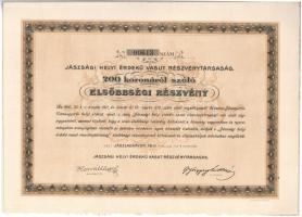 Jászladány 1911. "Jászsági Helyi Érdekü Vasut Részvénytársaság" elsőbbségi részvénye 200K-...