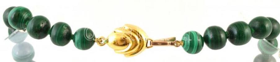 Malachit nyaklánc, h: 51 cm