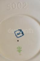 Hollóházi virág-madaras mintás, aranyozott, nagyméretű füles váza, matricás, jelzett, hibátlan, m:41...