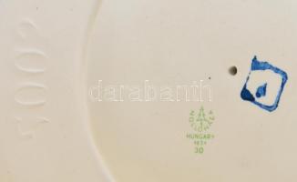 Hollóházi virág mintás, aranyozott, nagyméretű füles váza, matricás, jelzett, hibátlan, m:41 cm