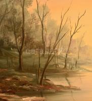 Szepesi Andor (1954-): Táj. Olaj, farost, jelzett, keretben, 40×80 cm