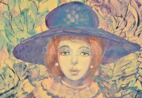 Herpai Zoltán (1951-2011):Lány portré. Olaj, falemez, jelzett, keretben, 30×30 cm