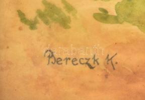 Bereczk jelzéssel: Házudvar. Akvarell, papír, üvegezett keretben, 31×41 cm