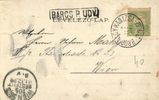 1900 Barcstelep (Barcs), Közraktárak. Kiadja Mautner M. Béla + "BROD - NAGY-KANIZSA 25. SZ.&quo...