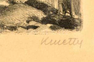 Kmetty János (1889-1975):  Tabán. Rézkarc, papír, jelzett, üvegezett fa keretben, rézkarc: 9×11 cm, ...