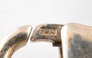 Ezüst(Ag) borostyándíszes nyaklánc, jelzett, h: 38,5 cm, bruttó: 21 g