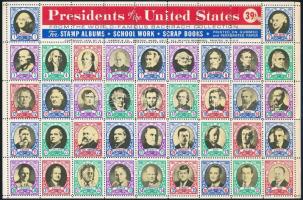 USA amerikai elnökök 38 db bélyeget tartalmazó levélzáró kisív