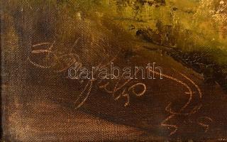 Bánfalvi Gyula (1936-2011): Vágtató lovaskocsi. Olaj, vászon, jelzett, keretben, 50×70 cm