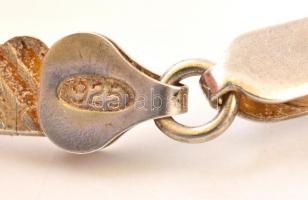 Ezüst(Ag) aranyozott hullámszélű nyakék, jelzett, h: 42 cm, nettó: 27 g