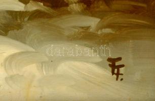 Temesvári Ferenc (1960-): Tél. Olaj, farost, jelzett, keretben, 50×70 cm