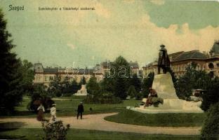 1908 Szeged, Széchenyi tér, Vásárhelyi szobor. Várnay L. kiadása