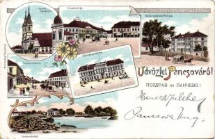 Pancsova with military barracks Litho (EB)
