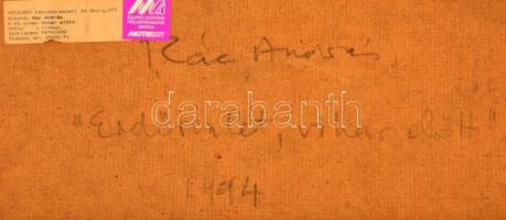 Rác András (1926-2013):Erdőrészlet, vihar előtt. Hideg zománc, farost, jelzett, keretben, 60×58 cm