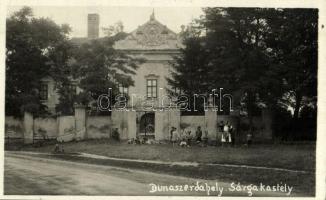 1931 Dunaszerdahely, Dunajská Streda; Sárga kastély / castle. photo + kétnyelvű bélyegző / bilingual cancellation