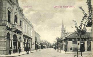 1908 Komárom, Komárnó; Nádor utca, Székelyi Károly és Spitzer Sándor üzlete. Freisinger Mór kiadása / street, shops