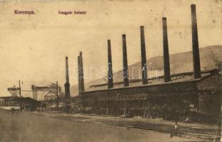 1916 Korompa, Krompach, Krompachy; Vasgyár belseje, iparvasút. Kiadja Gerley Ádám / iron works, industrial railway (EB)