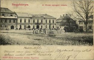 1903 Nagybánya, Baia Mare; Fő tér, nyugati oldala, nagy szálloda, sör és borcsarnok. Molnár Mihály kiadása / main square, hotel, beer and wine hall (r)