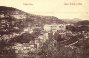 Selmecbánya, Schemnitz, Banská Stiavnica; látkép a m. kir. bányászati és erdészeti főiskola palotáival / mining and forestry college palaces (ázott sarok / wet corner)