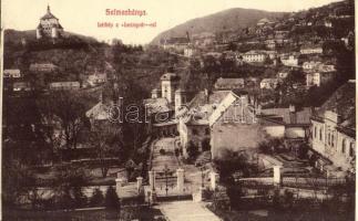 Selmecbánya, Schemnitz, Banská Stiavnica; Látkép a leányvárral / general view with castle  (vágott / cut)