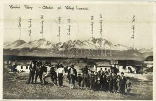 Kakaslomnic, Velká Lomnica (Tátra, Magas Tátra, Vysoké Tatry); Cikáni pri Velkej Lomnici / Cigányok Kakaslomnicban, Tátra hegycsúcsok / Gypsy family, Gypsy folklore, High Tatras mountain peaks