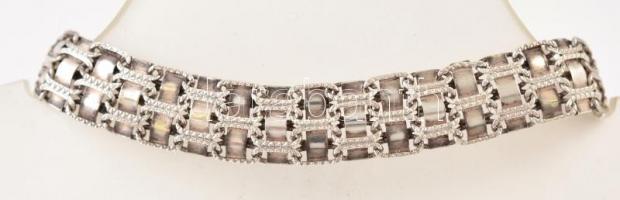 Ezüst(Ag) fantáziamintás karkötő, kettős biztonsági kapoccsal, jelzett, h: 19 cm, nettó: 12,5 g