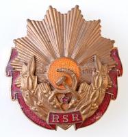 Románia 1948-1965. Munka Érdemrend III. osztály zománcozott fém kitüntetés (46x~45mm) T:2 Romania 1948-1965. Order of Labour, III class enamelled metal decoration (46x~45mm) C:XF