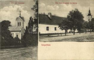 1913 Szigetfalu, Szkulya, Skulya, Sculia; Református templom, Görögkeleti templom és iskola / Calvinist church, Orthodox church and school (EK)