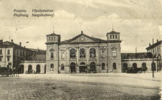 1915 Pozsony, Pressburg, Bratislava; Főpályaudvar. Julius Zeisler kiadása / Hauptbahnhof / main railway station (Rb)