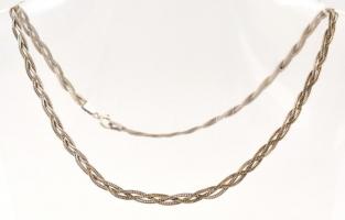 Ezüst(Ag) háromszálas fonott nyaklánc, jelzett, h: 42 cm, nettó: 6,6 g