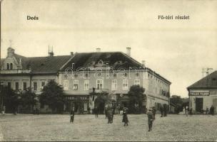 1906 Dés, Deés, Dej; Fő tér, Léner János, Pollák Vilmos üzlete / main square, shops (EK)