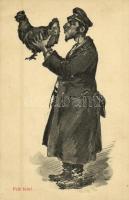 Fett fein! S.M.P. Cracovie Deposé 1914. No. 90. / Zisdó gúnylap / Jewish mocking art postcard, Judaica