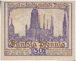Németország / Weimari Köztársaság / Danzig 1919. 50pf szükségpénz szárazpecséttel, vízjeles papíron ...