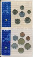 8db klf ország forgalmi érmei laminált tokban, közte Ciprus, Görögország, Lengyelország, Magyarorszá...