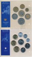 8db klf ország forgalmi érmei laminált tokban, közte Ciprus, Görögország, Lengyelország, Magyarorszá...