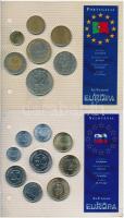 8db klf ország forgalmi érmei laminált tokban, közte Ciprus, Görögország, Lengyelország, Magyarorszá...