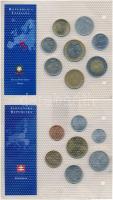8db klf ország forgalmi érmei laminált tokban, közte Ciprus, Görögország, Lengyelország, Magyarorszá...