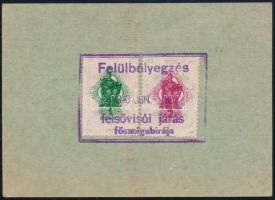 1943 Felsővisó, fegyvertartási engedély, 1 és 2 P okmánybélyegekkel, felülbélyegzéssel