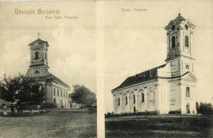 1913 Bocsár, Bocar; Római katolikus templom, Szerb ortodox templom / Catholic church, Serbian Orthodox church
