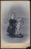 1901 Gyerek hintalóval. Feliratozott, sérült 16x11 cm